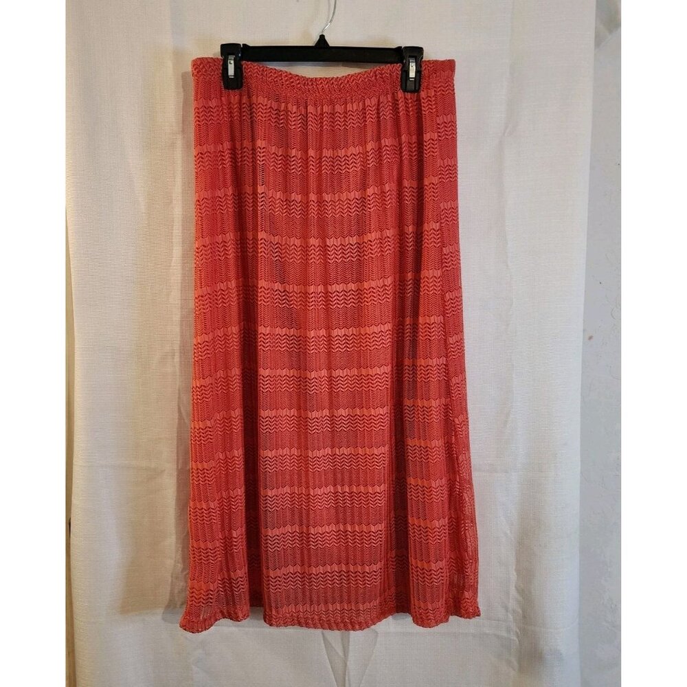 Rachel Rose Women's Skirt Crochet Maxi Pull On Elastic Waistband Orange Large
